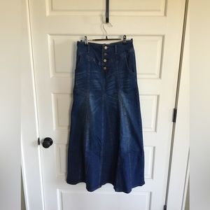 DENIM A - LINE MAXI LONG SKIRT